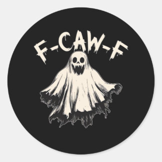 Sticker Rond F Caw F Corbeau Style Rétro Classique