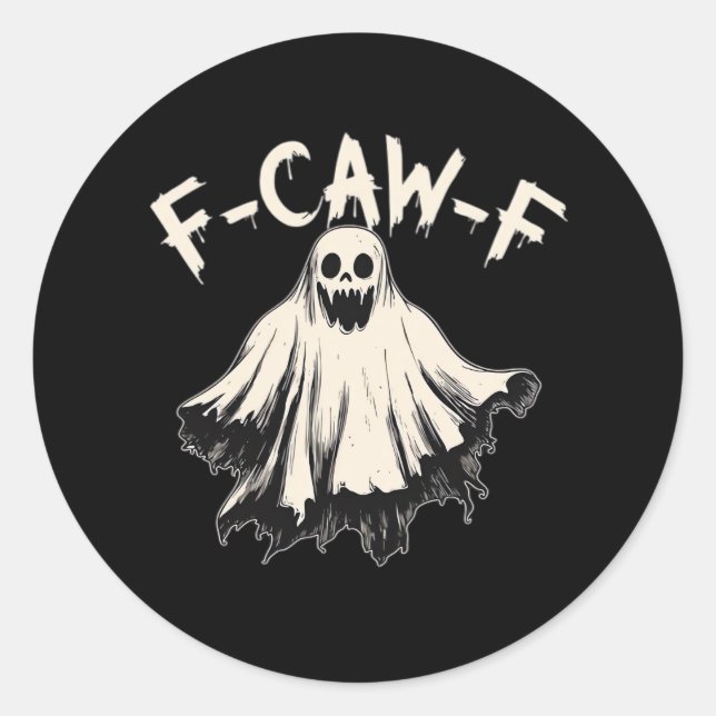 Sticker Rond F Caw F Corbeau Style Rétro Classique (Devant)