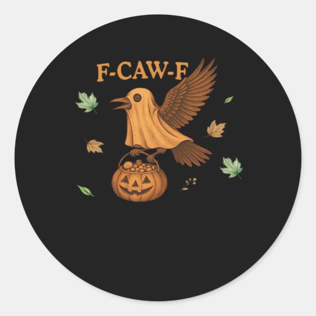 Sticker Rond F-Caw-F Halloween Rétro Classique (Devant)