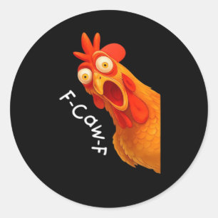 Sticker Rond F-Caw-F Poulet Essentiel Classique Rétro