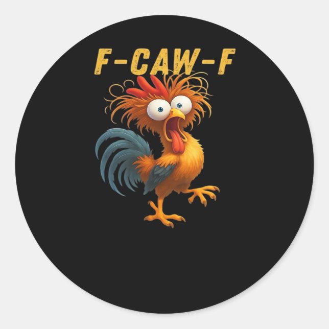 Sticker Rond F-Caw-F-Poulet Essentiel Rétro Classique (Devant)