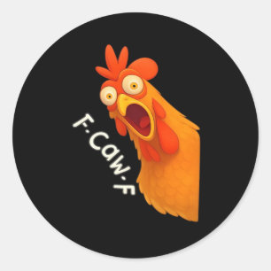 Sticker Rond F-Caw-F Poulet Rétro Classique