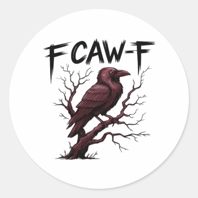Sticker Rond F-Caw-F Raven Classic (Devant)