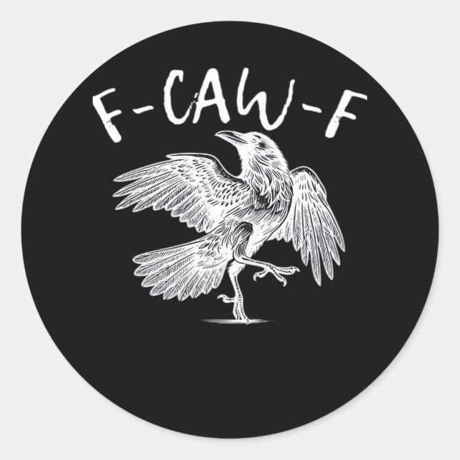 Sticker Rond F-Caw-F Raven Retro Classique (Devant)
