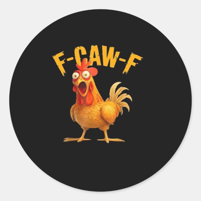 Sticker Rond F-Caw-F Rétro Classique (Devant)