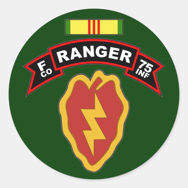 Sticker Rond F Co, 75e régiment d'infanterie - Rangers, Vietnam (Devant)