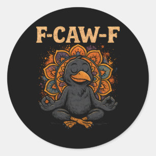 Sticker Rond F Corbeau Zen Fcaw F Corbeau Fcawf Méditation Yoga