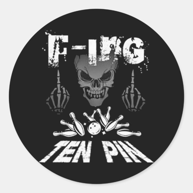 Sticker Rond F-ing Ten Pin Team Bowling (Devant)