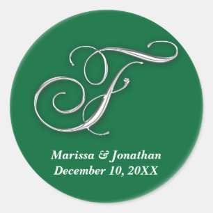 Sticker Rond F initial vert monogramme nom personnalisé pour sc