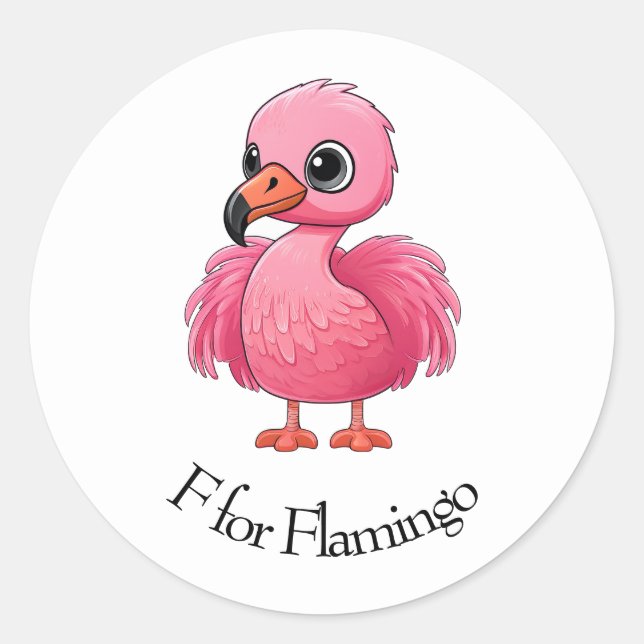 Sticker Rond F pour Flamant rose (Devant)