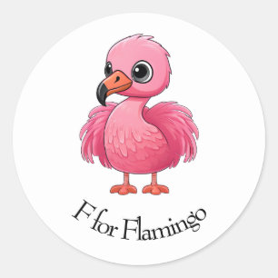 Sticker Rond F pour Flamant rose
