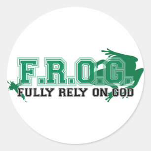 Sticker Rond F.R.O.G. - Comptez entièrement sur Dieu (le vert)