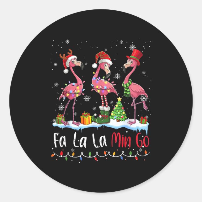 Sticker Rond Fa La La La Mingo Flamingo Christmas Lover  (Devant)