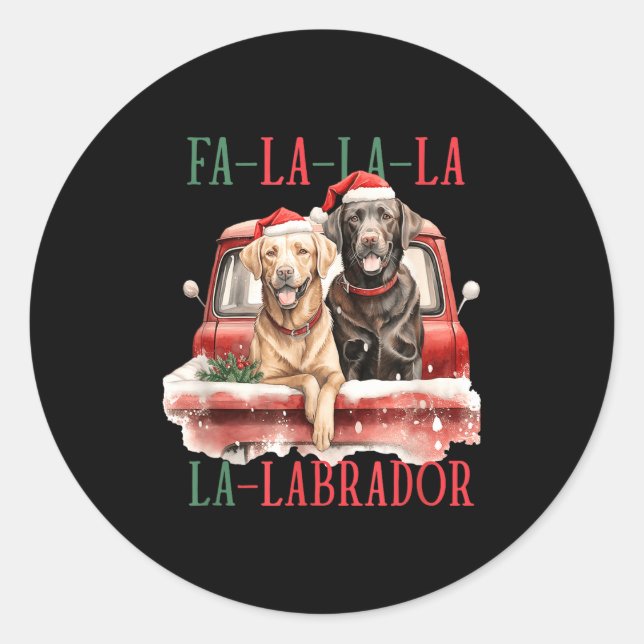 Sticker Rond Fa La La Labrador Funny Christmas  (Devant)