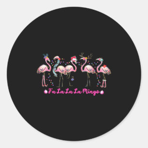 Sticker Rond Fa La La Mingo Flamingo Guirlande de Noël Troc