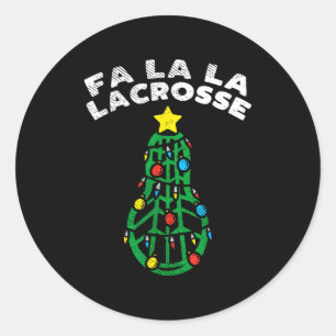 Sticker Rond Fa La Lacrosse Drôle de Noël Lax Joueur Gardien de