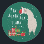 Sticker Rond Fa La Llama Chemise - Llama Christmas<br><div class="desc">Fa La Llama Chemise - Llama Christmas</div>
