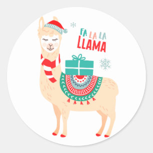 Sticker Rond Fa La Llama   Noël
