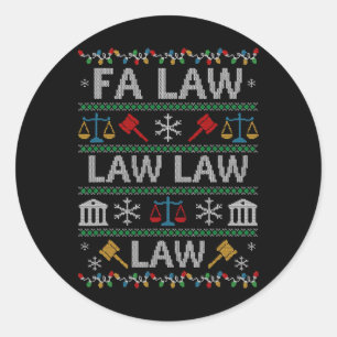 Sticker Rond Fa Law Law Chemise de Noël Laide Vintage pour Avoc
