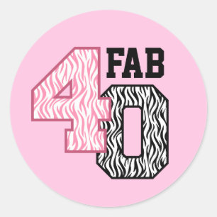 Sticker Rond FAB 40e anniversaire ROSE NOIR BLANC BLANC ZEBRA I