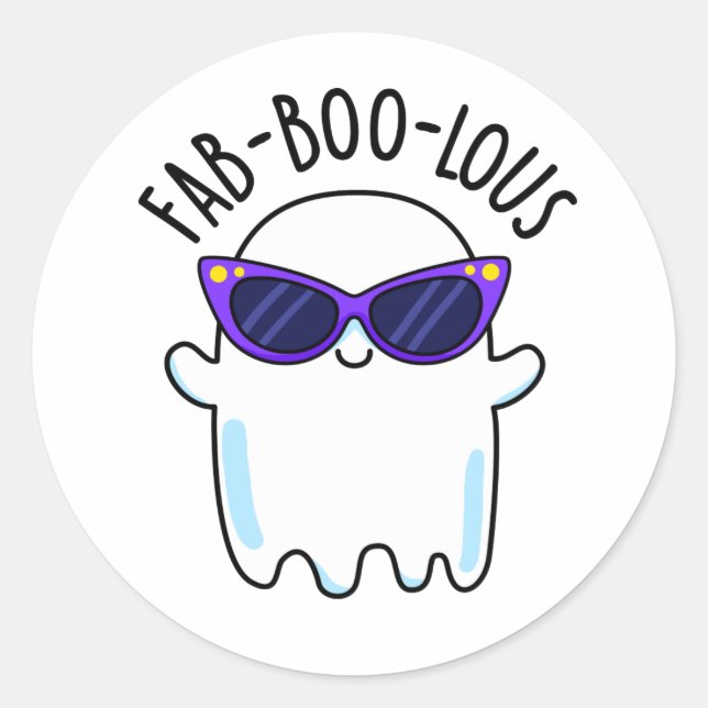 Sticker Rond Fab-Boo-Lous Drôle Pun Fantôme (Devant)