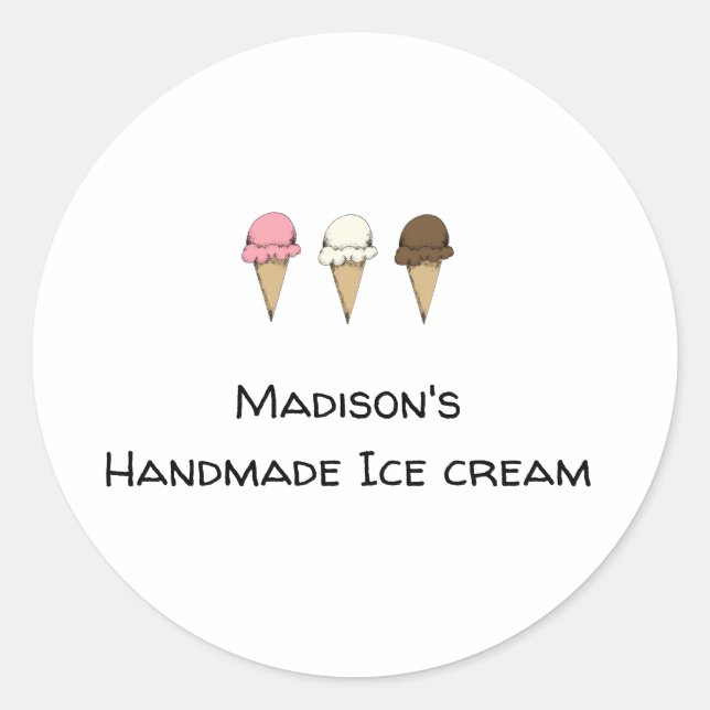 Sticker Rond Fabricant de glace artisanale simple personnalisab (Devant)
