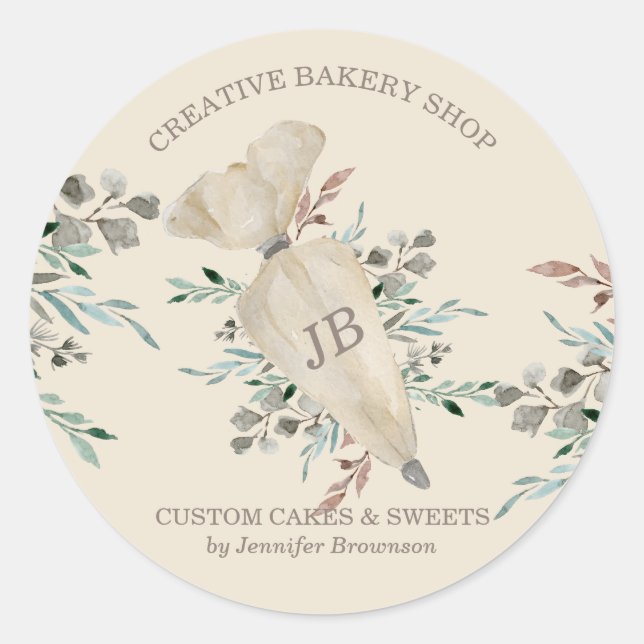 Sticker Rond Fabricant de nourriture Boho Chic de cuisson monog (Devant)