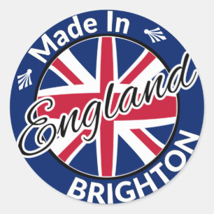 Sticker Rond Fabriqué à Brighton Angleterre Union Jack Drapeau