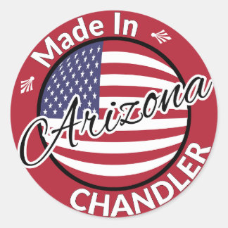 Sticker Rond Fabriqué à Chandler Arizona États-Unis Drapeau