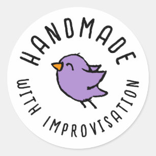 Sticker Rond Fabriqué à la main avec Improvisation Dessin de jo