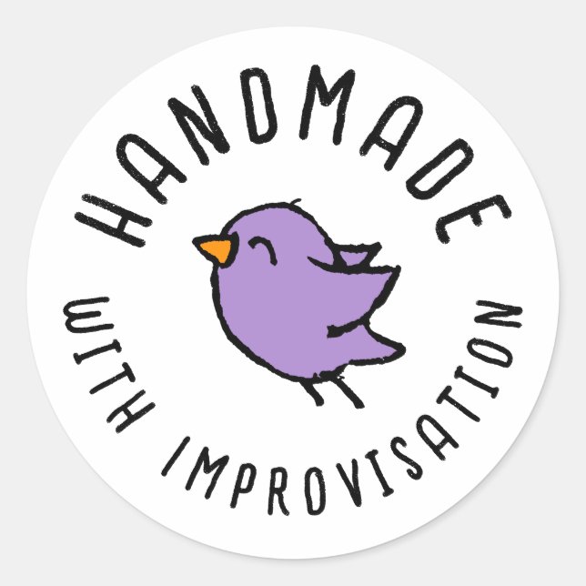 Sticker Rond Fabriqué à la main avec Improvisation Dessin de jo (Devant)