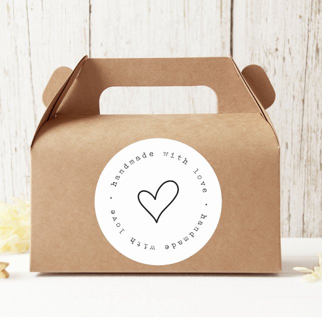 Sticker Rond Fabriqué à la main avec l'amour avec un autocollan (Créateur téléchargé)