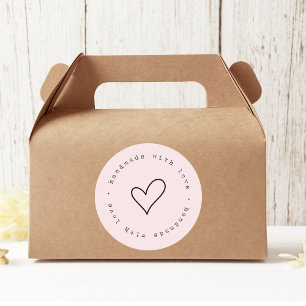 Sticker Rond Fabriqué à la main avec l'amour avec un autocollan