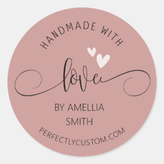 Sticker Rond Fabriqué à la main avec le nom d'amour URL Entrepr