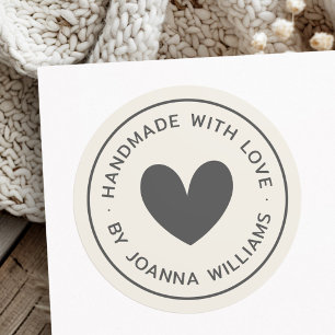 Sticker Rond Fabriqué à la main avec le nom du coeur d'amour br