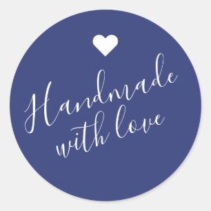 Sticker Rond Fabriqué à la main moderne avec script d'amour ble