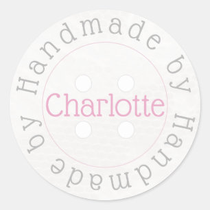 Sticker Rond Fabriqué à la main par blanc bouton de couture aut