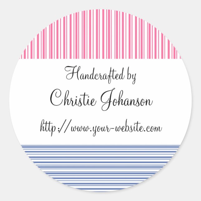 Sticker Rond Fabriqué à la main par - rayures (Devant)