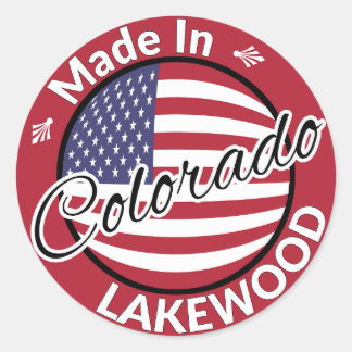 Sticker Rond Fabriqué à Lakewood Colorado drapeau américain