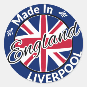Sticker Rond Fabriqué à Liverpool Angleterre Union Jack Drapeau