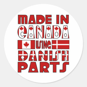 Sticker Rond Fabriqué au Canada avec des pièces danoises
