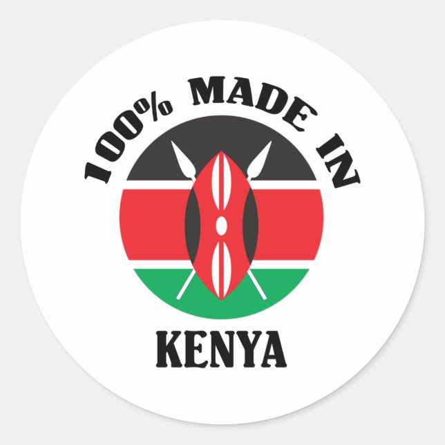 Sticker Rond Fabriqué Au Kenya (Devant)