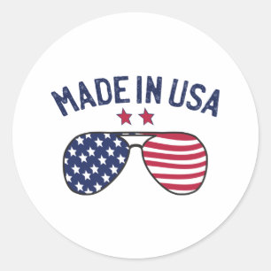 Sticker Rond Fabriqué aux États-Unis États-Unis Drapeau lunette