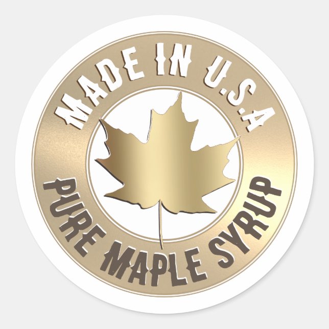 Sticker Rond Fabriqué aux USA Gold Leaf Pure Maple Sirp Mini Ét (Devant)