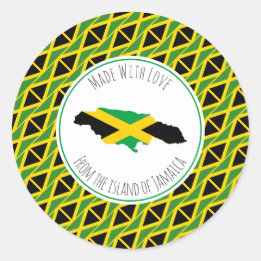 Sticker Rond Fabriqué Avec Amour À Partir Du DRAPEAU JAMAICA