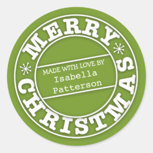 Sticker Rond Fabriqué avec amour à partir d'un chevalet de Noël