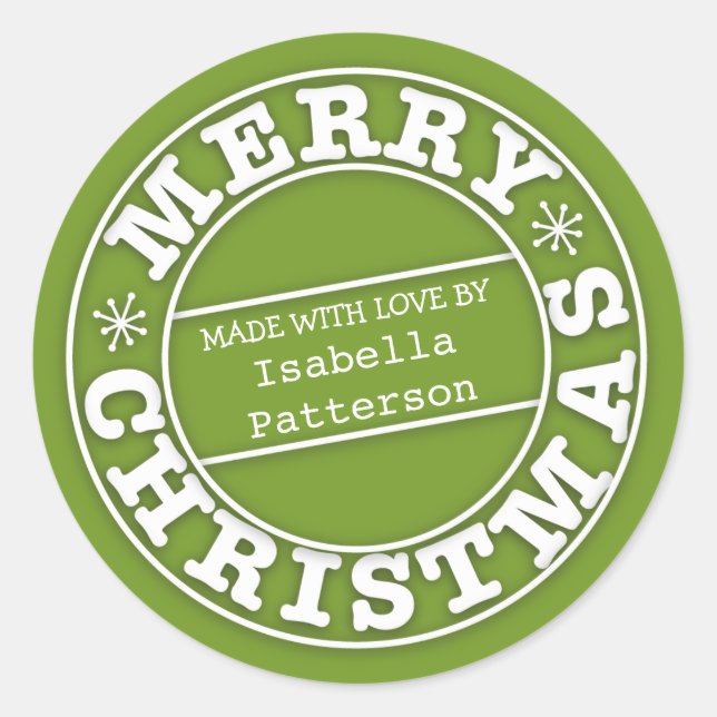 Sticker Rond Fabriqué avec amour à partir d'un chevalet de Noël (Devant)