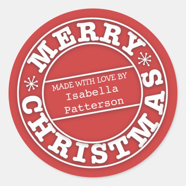 Sticker Rond Fabriqué avec amour à partir d'un chevalet de Noël (Devant)