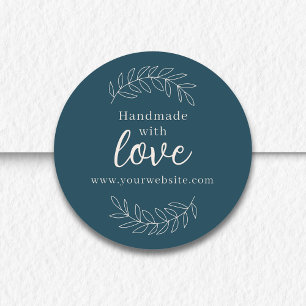 Sticker Rond Fabriqué avec amour bleu pétrole affaires