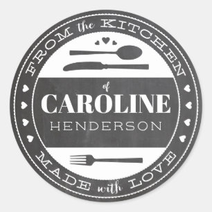 Sticker Rond Fabriqué Avec Amour Chalkboard Alimentation Sticke